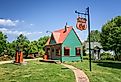 Restored vintage Phillips 66 Gas Station in Carthage, Missouri. Image credit Nick Fox via Shutterstock