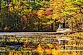 Oklahoma, NOV 6, 2021 - People seeing the nature autumn fall color of Robbers Cave State Park. Editorial Credit: Kit Leong via Shutterstock.