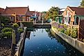 Holland, Michigan: Nelis Dutch Village street scene with canal. The Village features gift shops, rides and attractions in the town of Holland, Michigan.