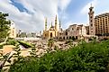 A cathedral and mosque coexisting in Beirut, Lebanon. 