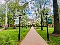 Springtime at Ohio University's main campus in Athens, Ohio, with lush greenery. Editorial credit: Wendy van Overstreet / Shutterstock.com