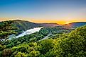 View of the Potomac River in West Virginia at sunrise