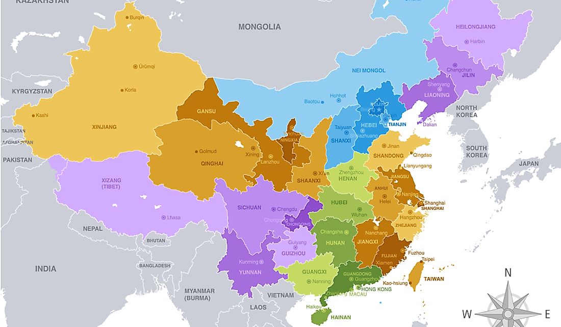 Chinese Administrative Divisions by Size - WorldAtlas.com