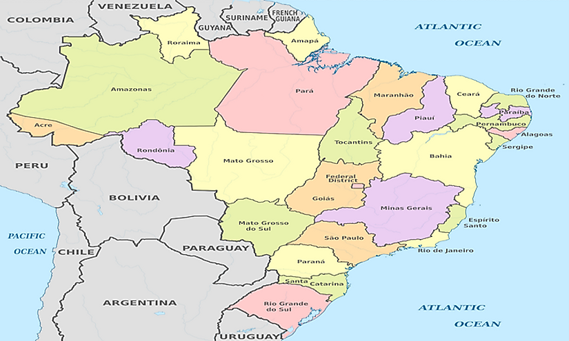 Brazil Administrative Divisions States En Colored 