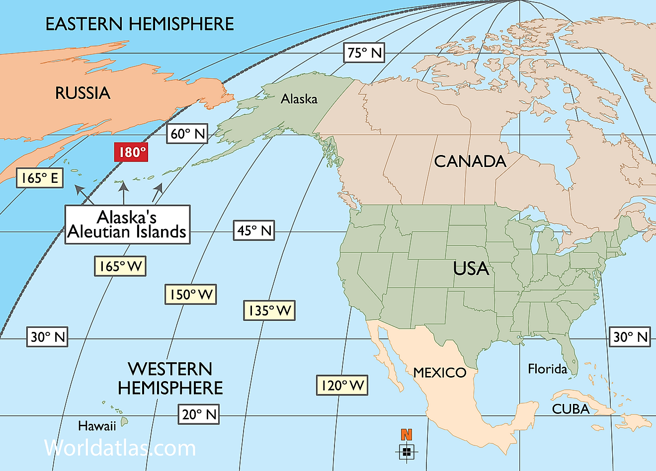 The Easternmost Point In North America Is Actually West Of Alaska   Alaska Points Past 180 