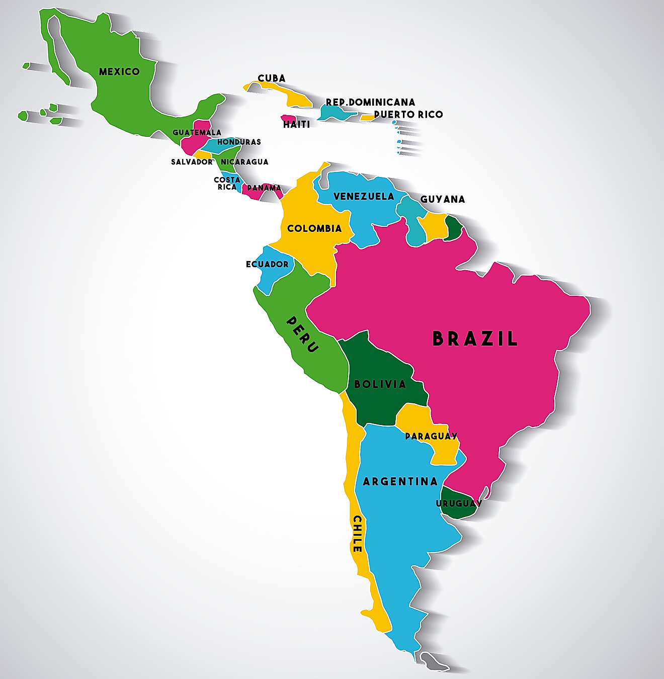 Latin america. Карта стран Латинской Америки карта. Латинская Америка на карте. Политическая карта Южной и Латинской Америки. Политическая карта мира латинская Америка.
