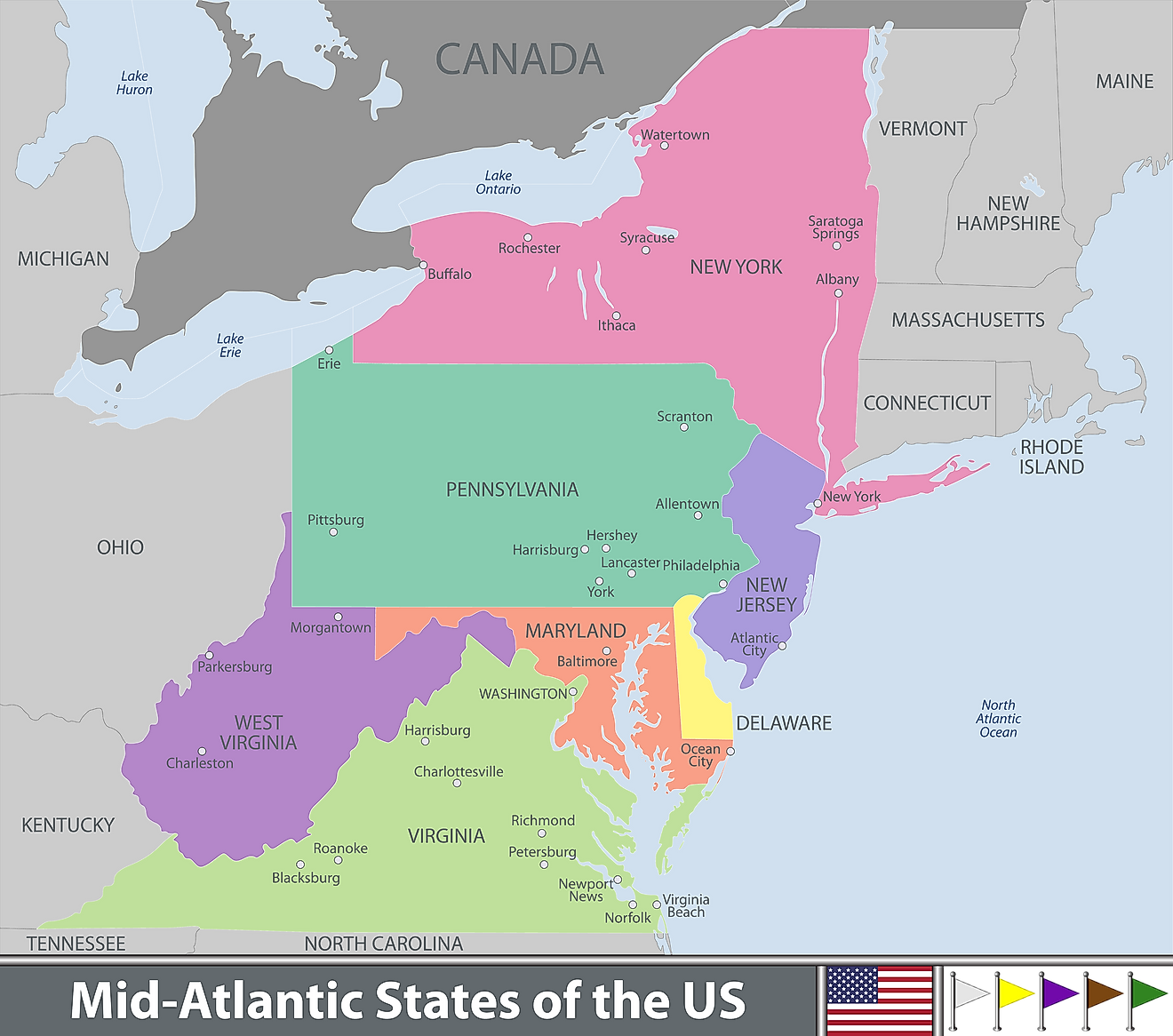 Mid Atlantic United States Worldatlas