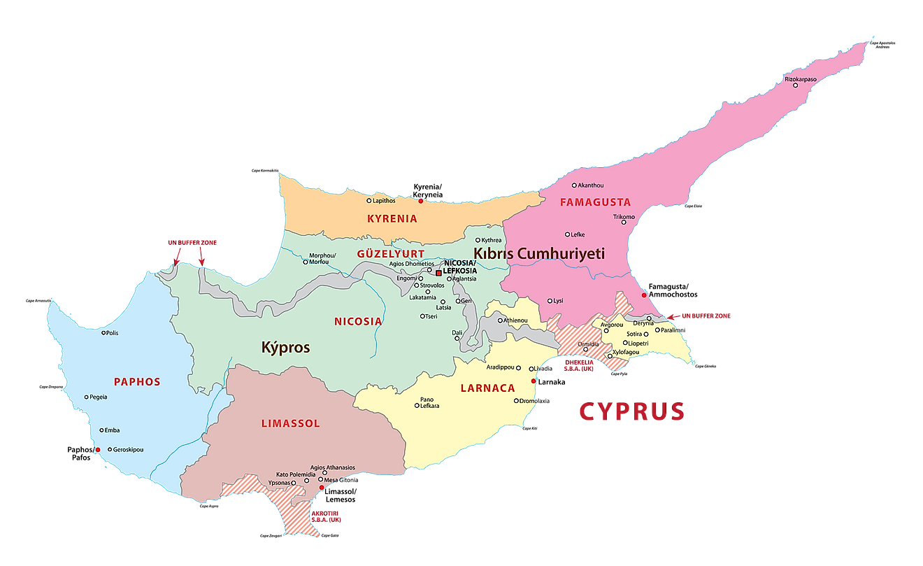 Map Of Cyprus And Turkey Northern Cyprus - Worldatlas