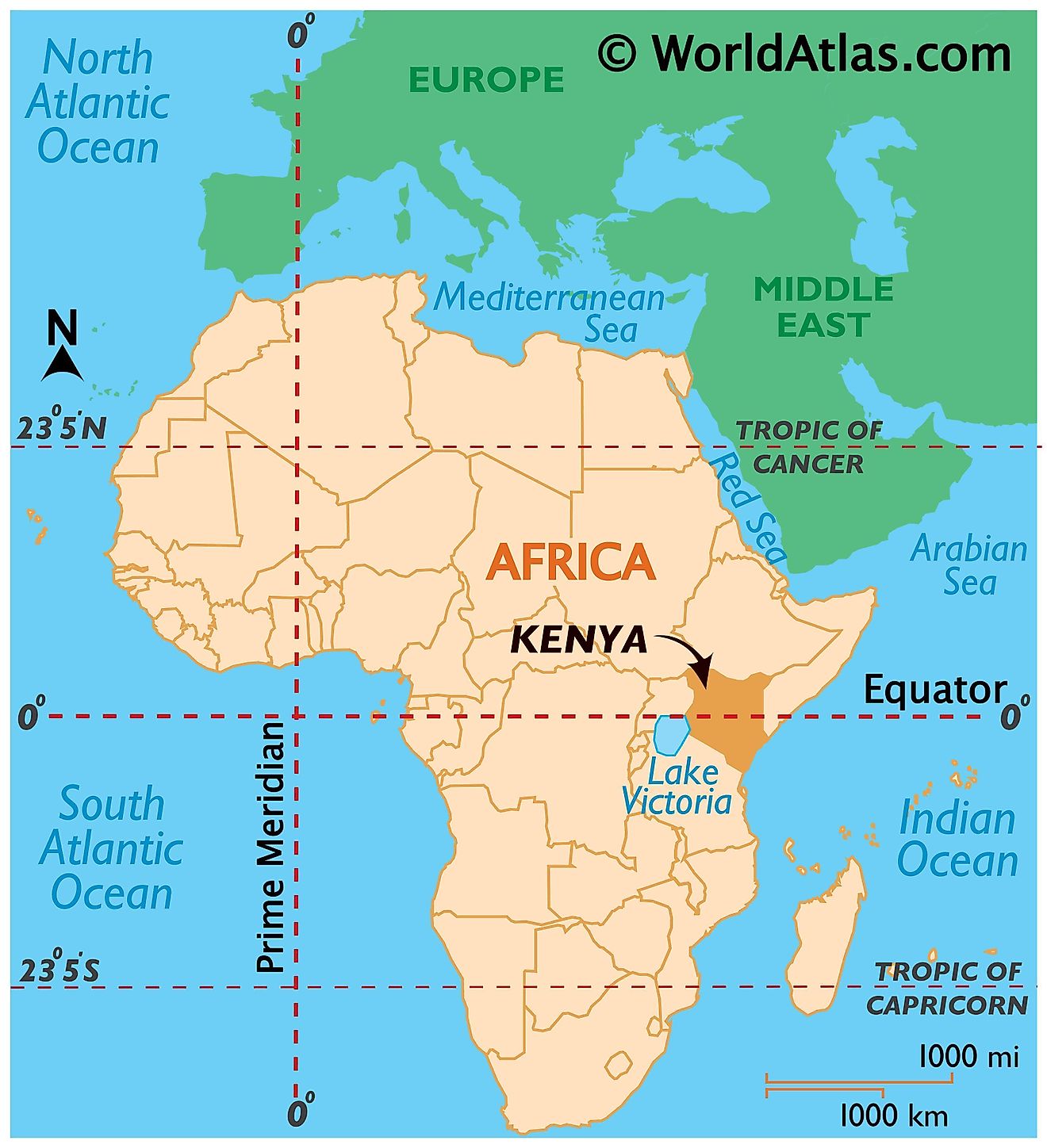 Map Of Africa Showing Kenya - United States Map