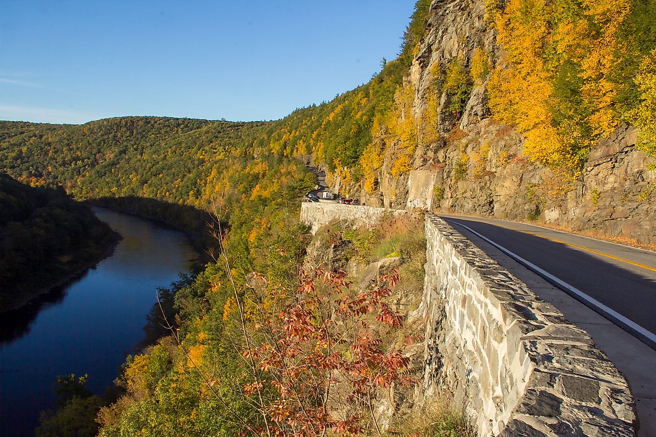 View of the Delaware River along the Upper Delaware Scenic Byway in New York.