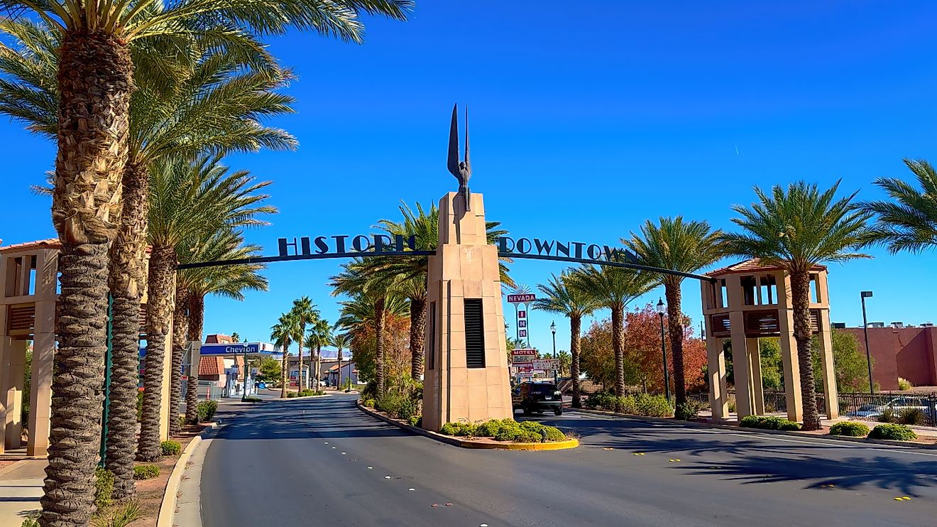 The historic downtown area of Boulder City, Nevada. Editorial credit: 4kclips / Shutterstock.com.