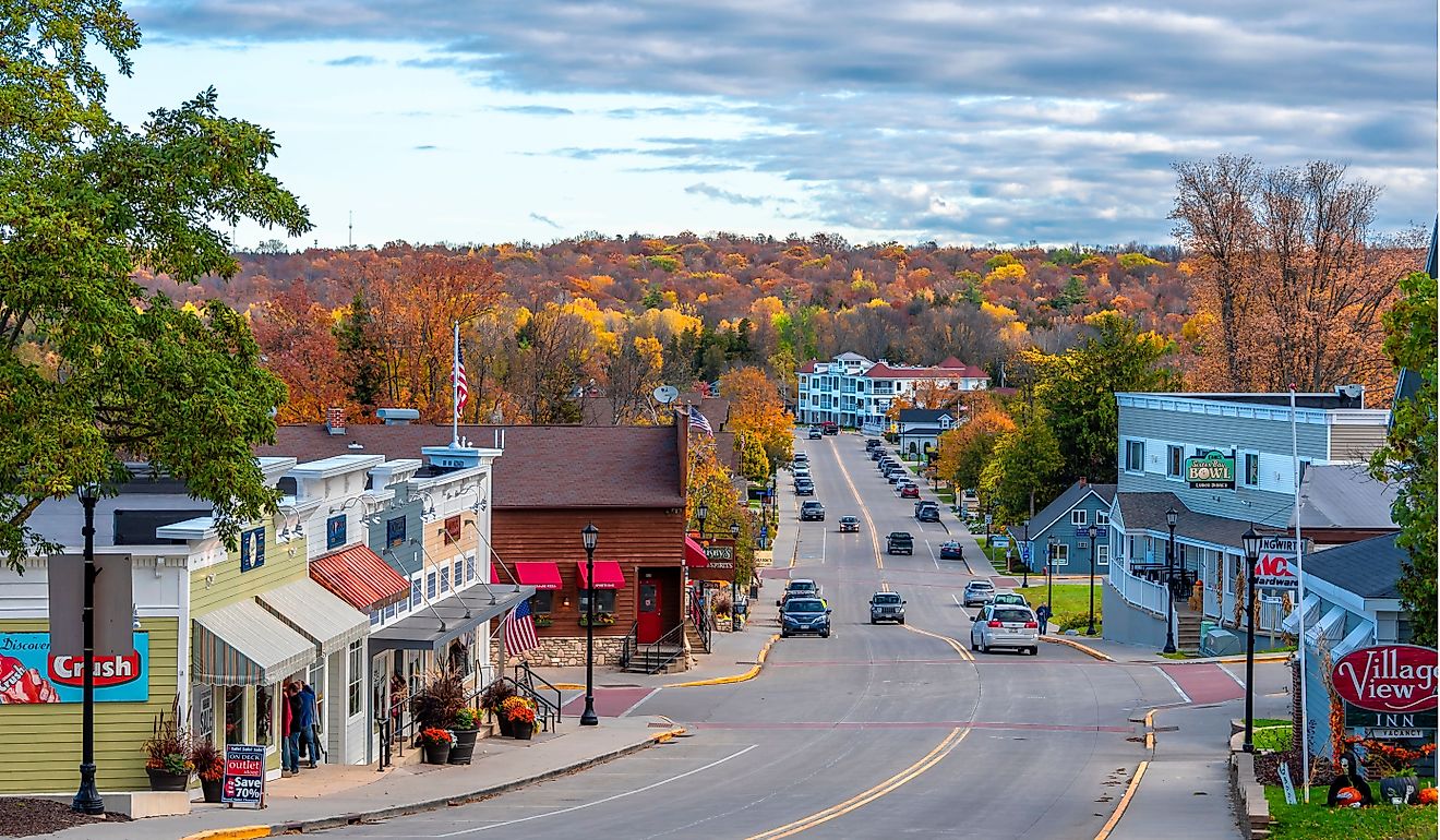 Sister Bay Town street view in Door County of Wisconsin. Editorial credit: Nejdet Duzen / Shutterstock.com