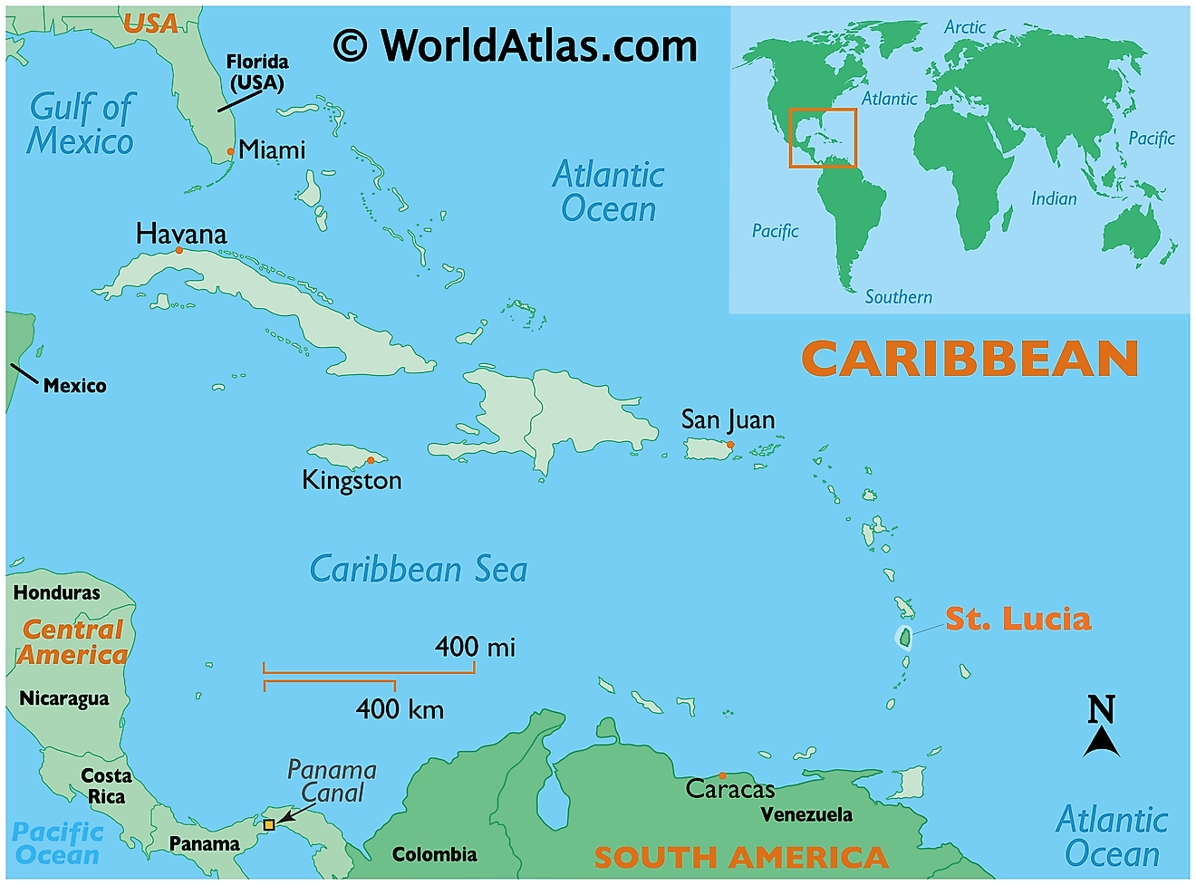 St Lucia On Map Of Caribbean - Athene Patricia