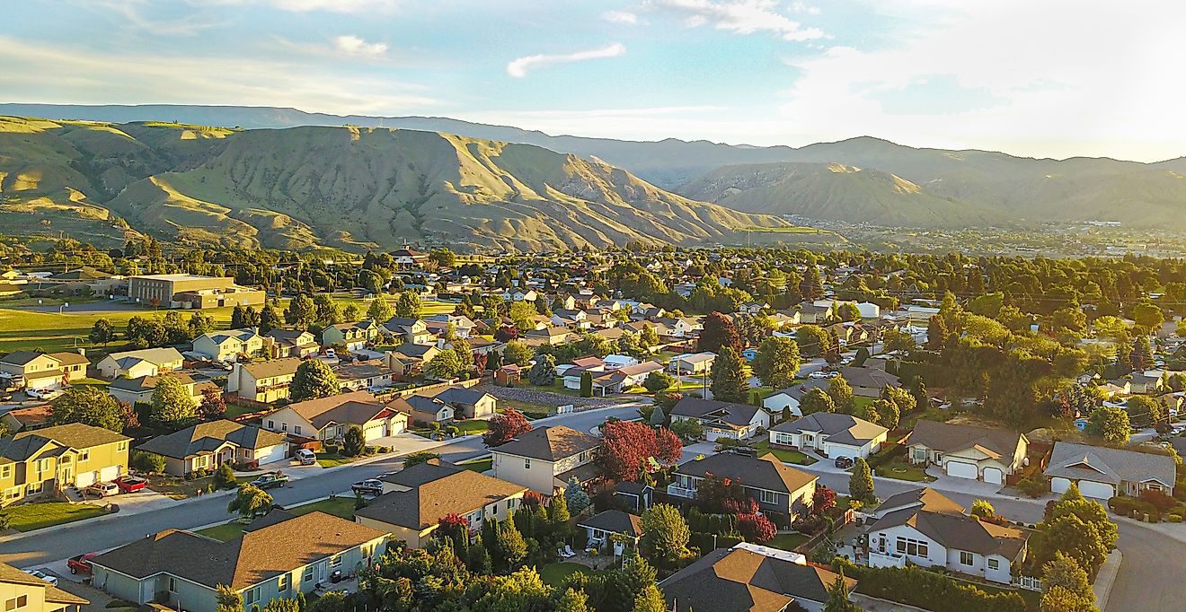 Drone View of Wenatchee Neighborhood, Washington