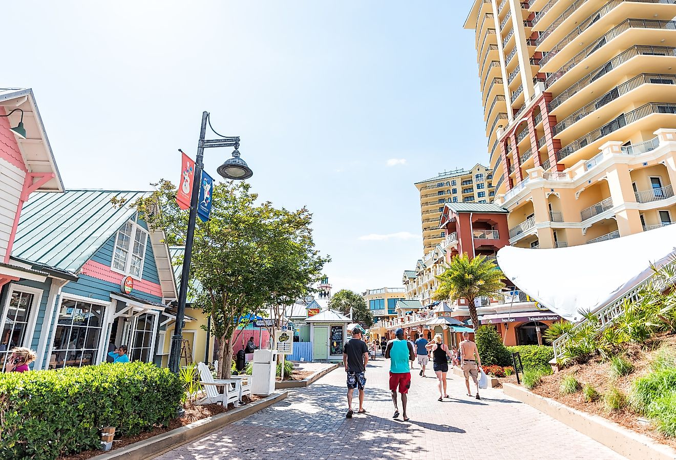 Harbor Boardwalk during sunny day in Destin, Florida. Image credit Kristi Blokhin via Shutterstock