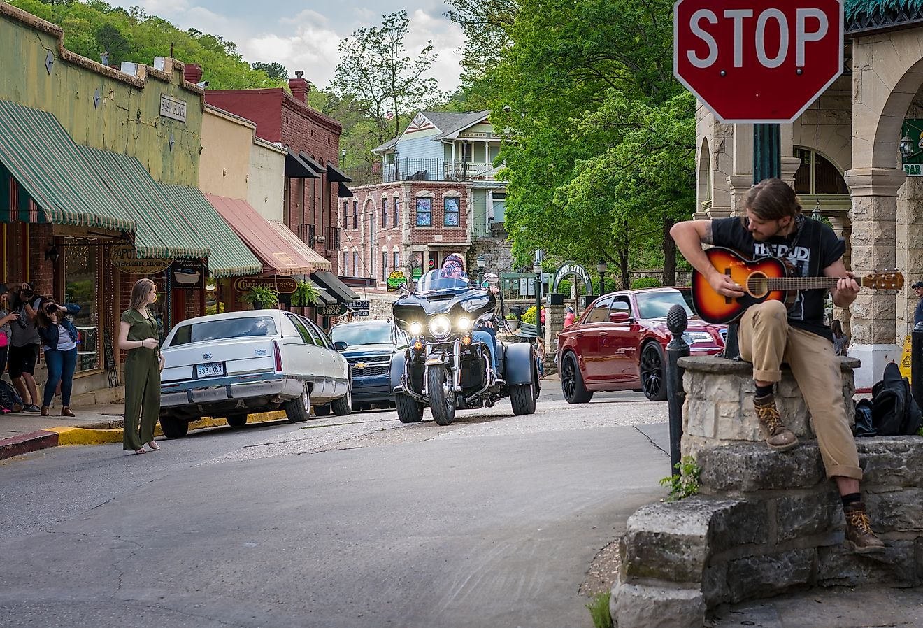 Downtown Eureka Springs, Arkansas. Image credit shuttersv via Shutterstock