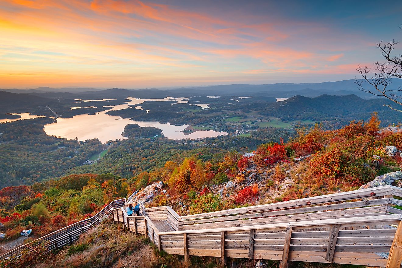 Autumn view of Chatuge Lake along Hiawassee in Georgia.