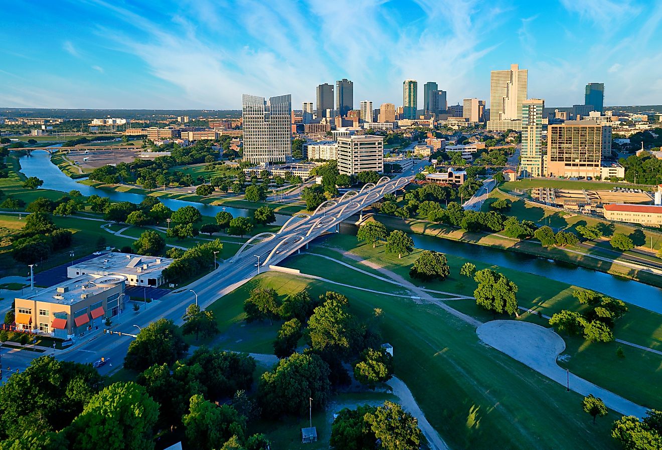 Aerial view of downtown Fort Worth, Texas.