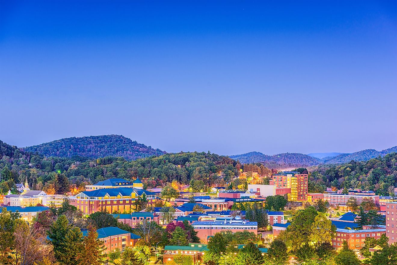 Skyline of Boone, North Carolina.