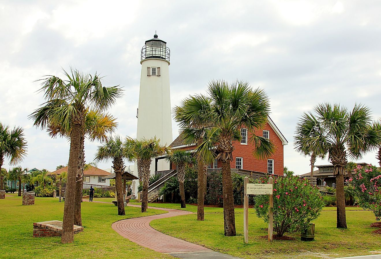 Brick lighthouse on St. George Island, Florida. Image credit Faina Gurevich via Shutterstock