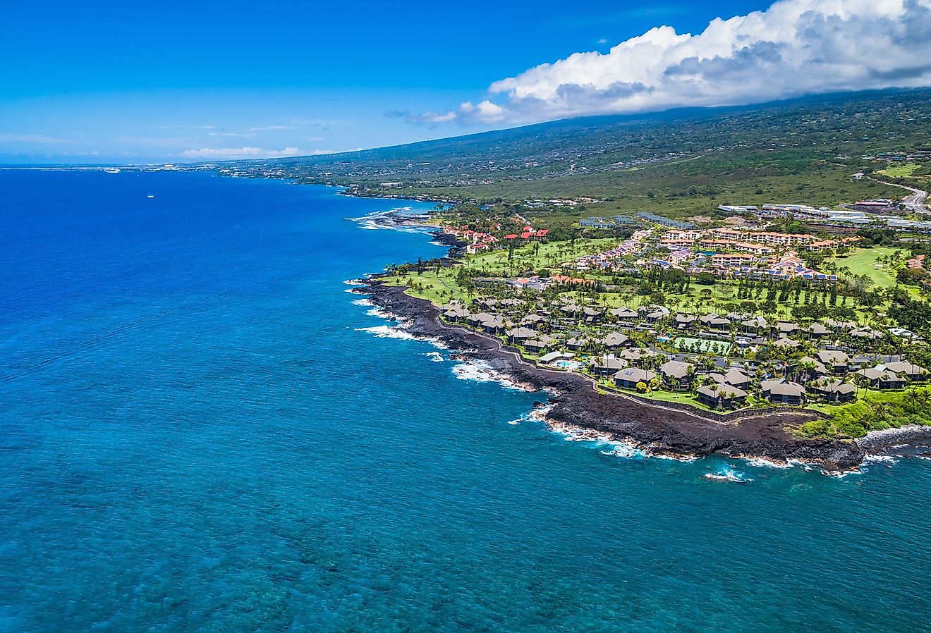 Aerial view of Kailua-Kona in Hawaii. 