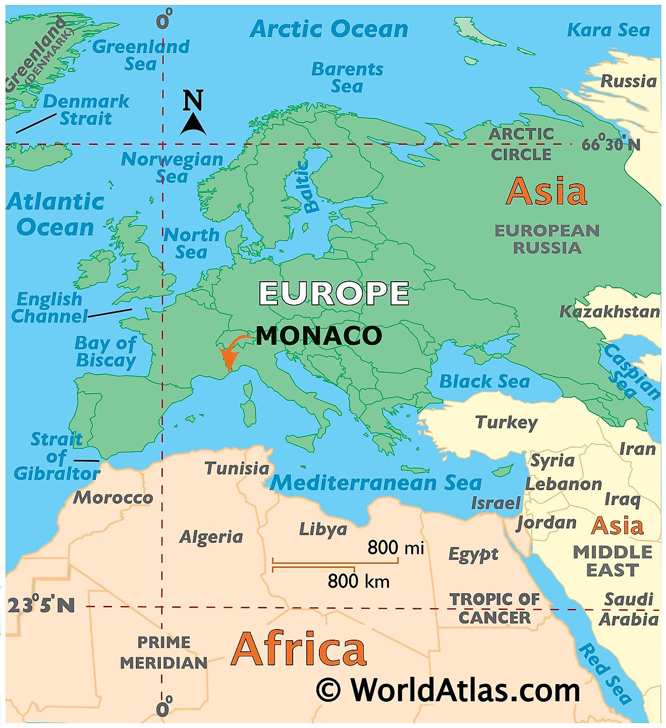 Mapa que muestra la ubicación de Mónaco en el mundo.