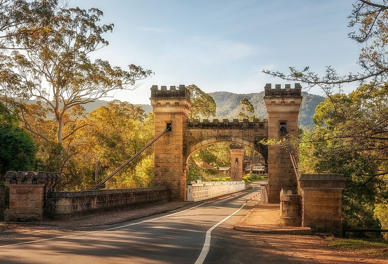 Hampden Bridge is a historic suspension bridge across the Kangaroo River and a heritage Victorian attraction in Kangaroo Valley, New South Wales. 