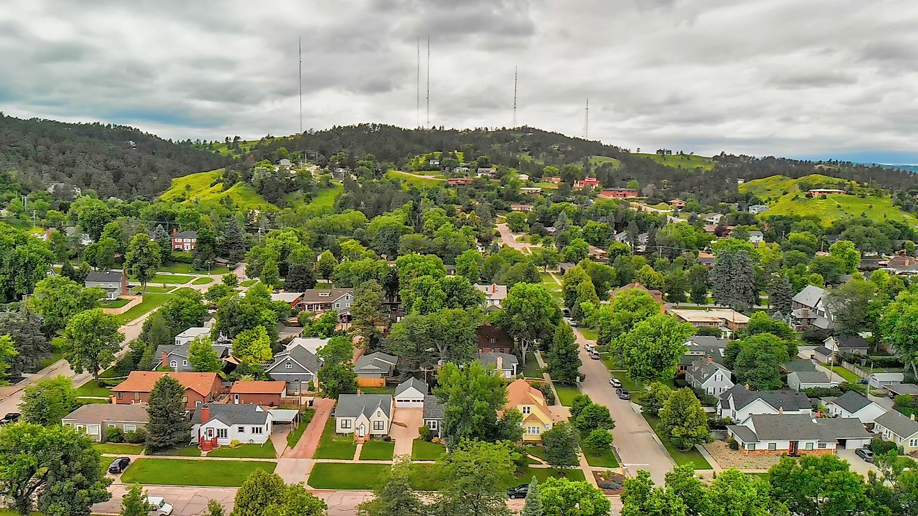  Arial view of Rapid City on a summer day, South Dakota. Editorial credit: GagliardiPhotography / Shutterstock.com