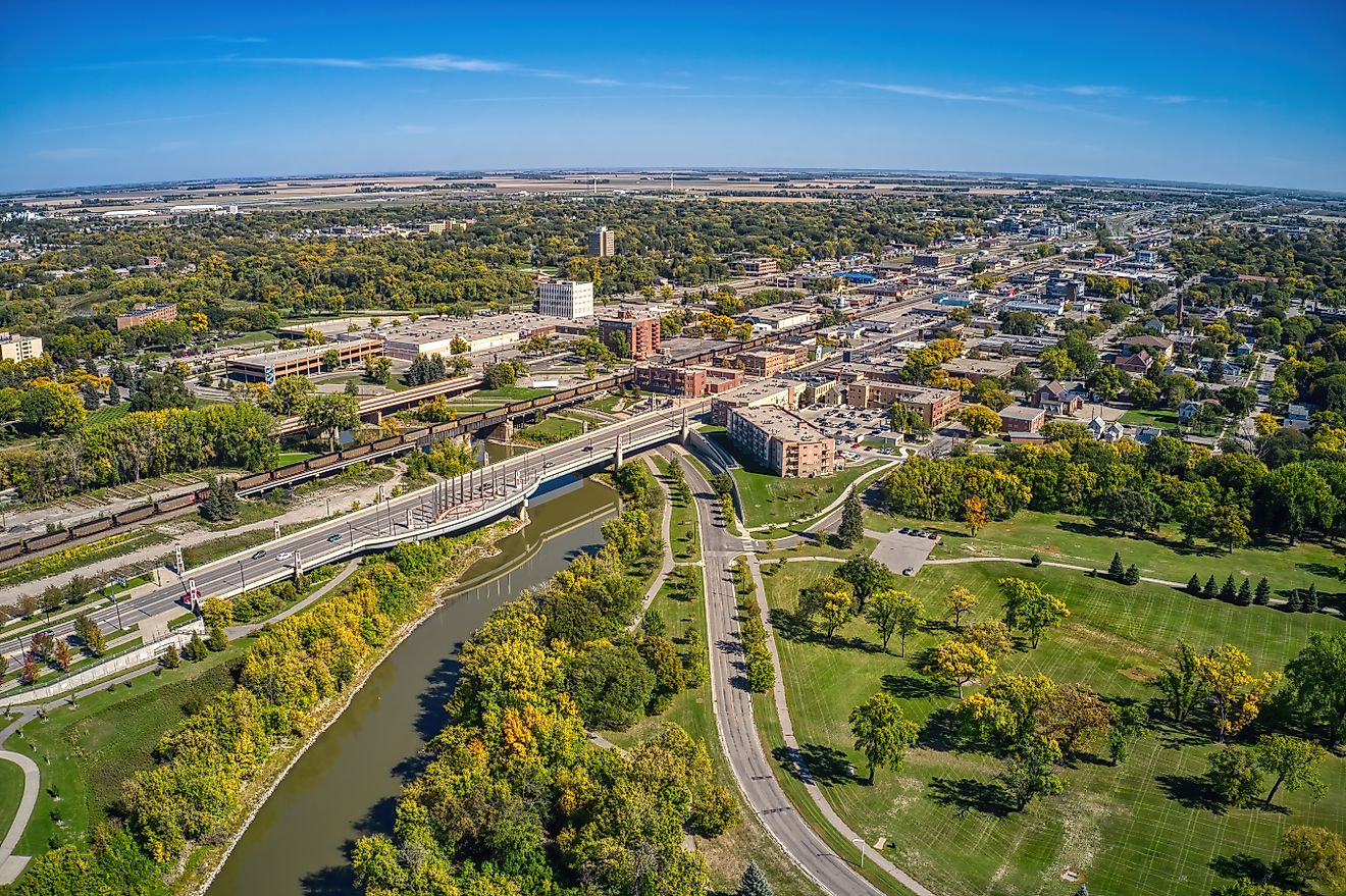 Aerial view of Moorhead in Minnesota.