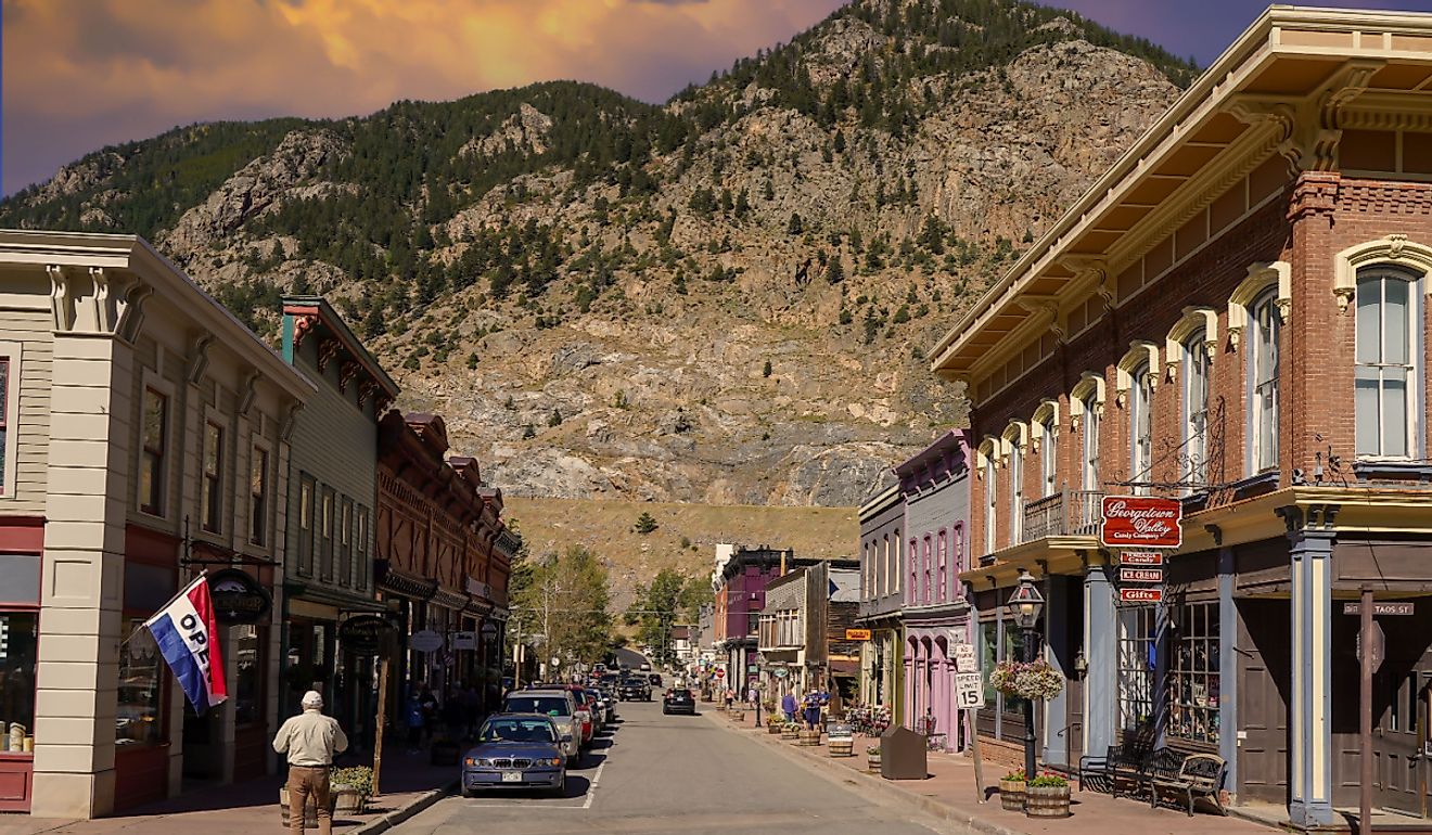 Various shops of Georgetown, Colorado. Image credit Bob Pool via Shutterstock.