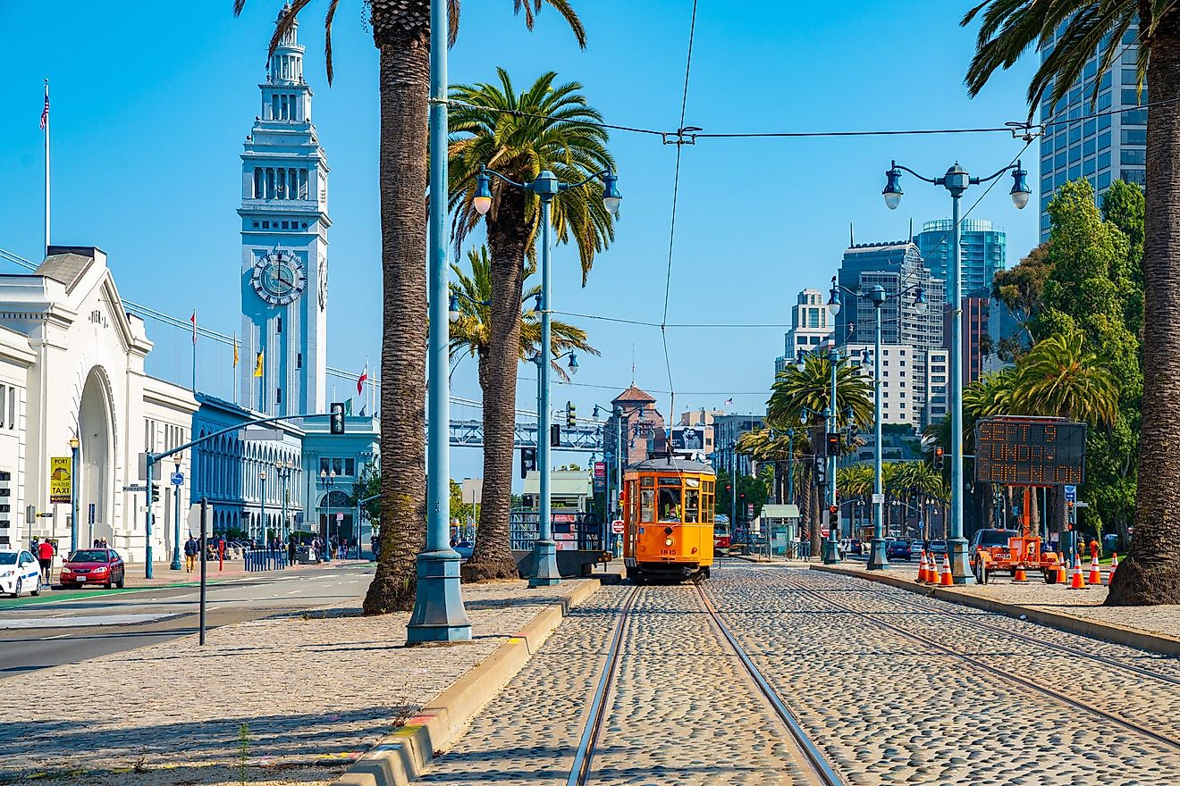 San Francisco, USA. Famous classical tram in San Francisco.