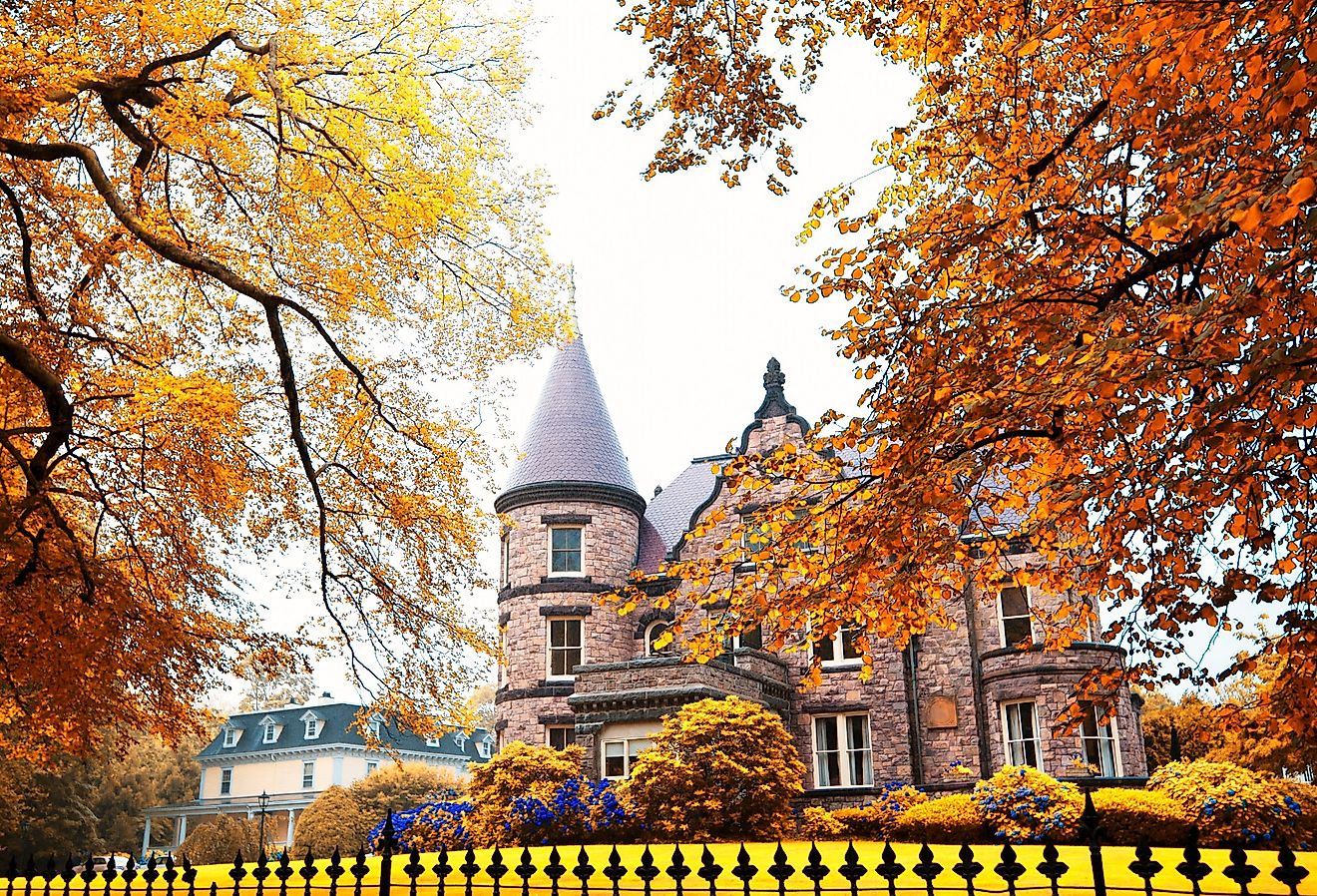 Mansion in Newport, Rhode Island in autumn.