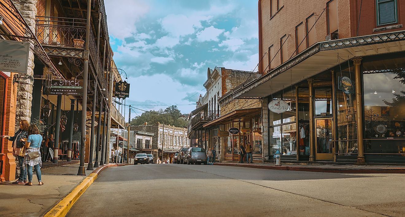 The charming downtown area of Eureka Springs, Arkansas. Editorial credit: shuttersv / Shutterstock.com.