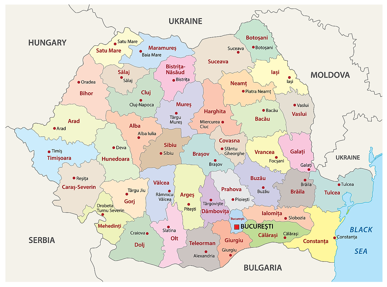 Regions Of Romania Map 