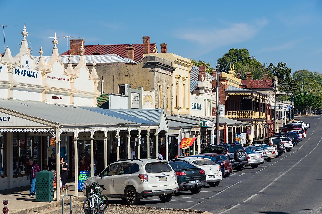 Beechworth, Victoria: view along Ford Street, the main commercial street in central Beechworth, a north east Victorian town, via Nils Versemann / Shutterstock.com