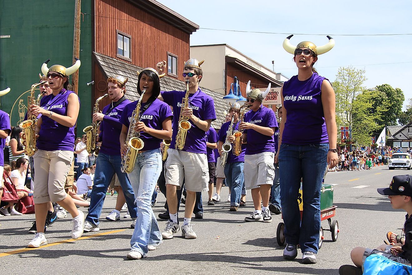 Viking Fest Parade in Poulsbo, Washington. Image credit Steven Pavlov, CC BY-SA 4.0 <https://creativecommons.org/licenses/by-sa/4.0>, via Wikimedia Commons