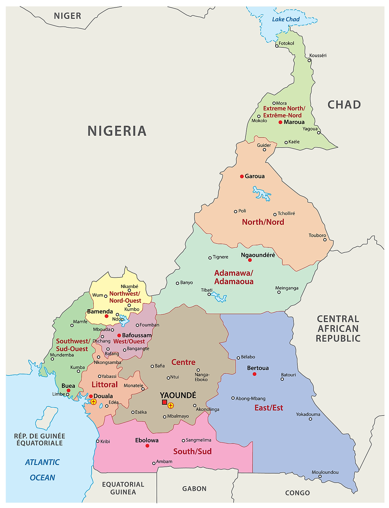 Regions Of Cameroon Map 