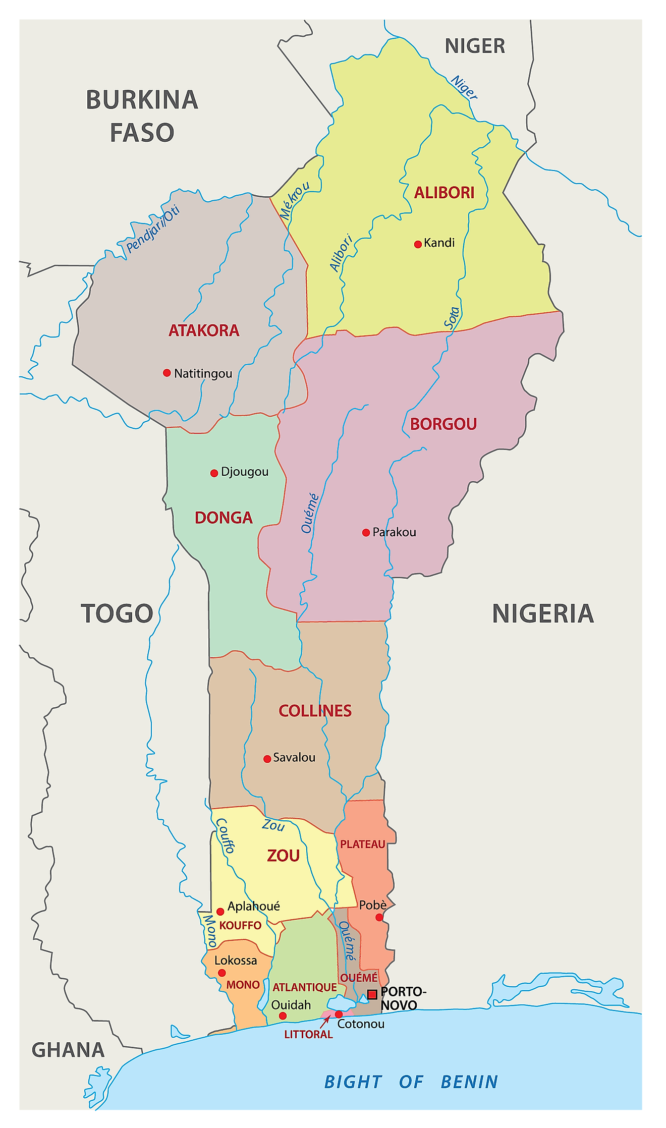 Department Of Benin Map 