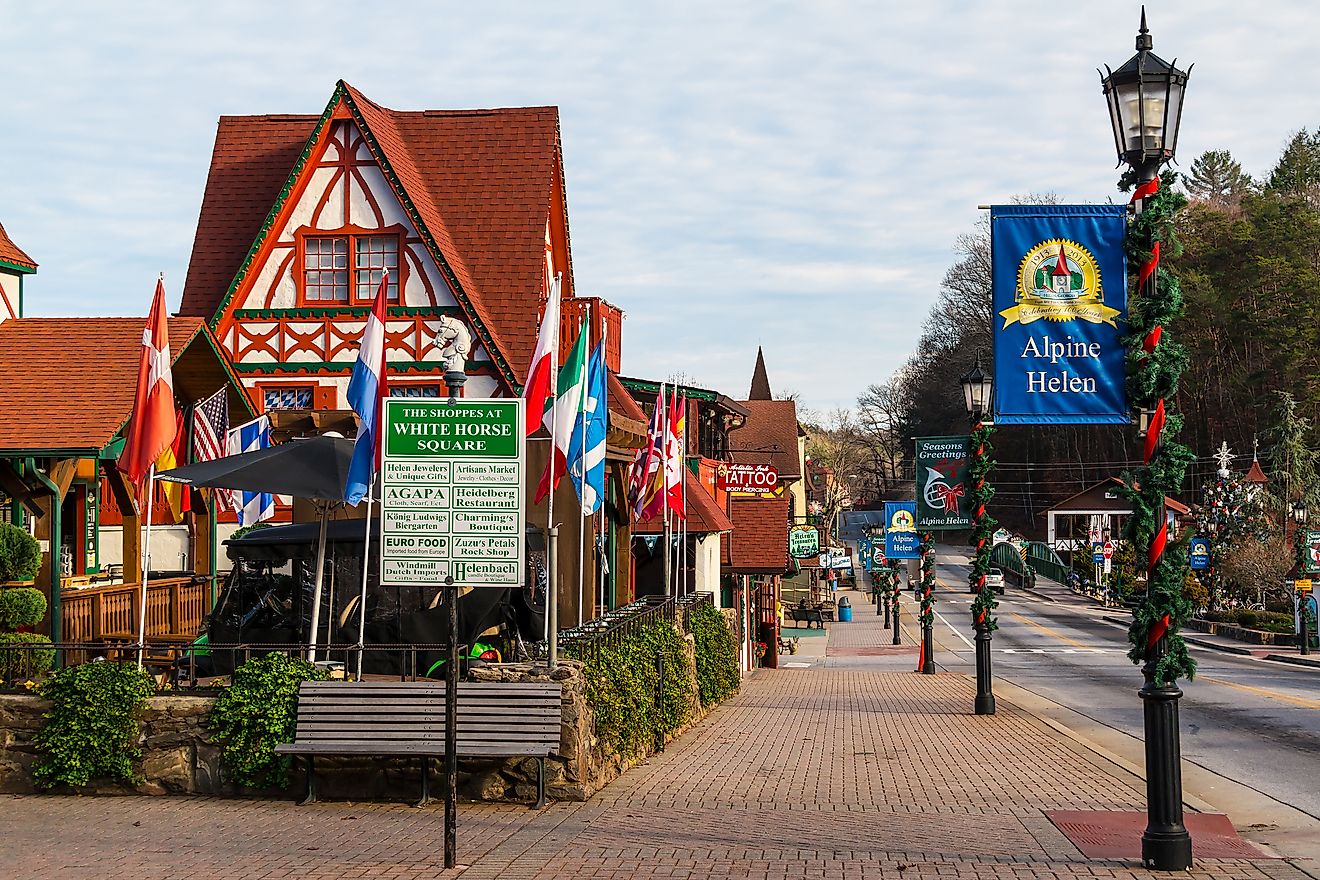 the Main Street in Helen, Georgia. Image credit Vadim Fedotov via Shutterstock