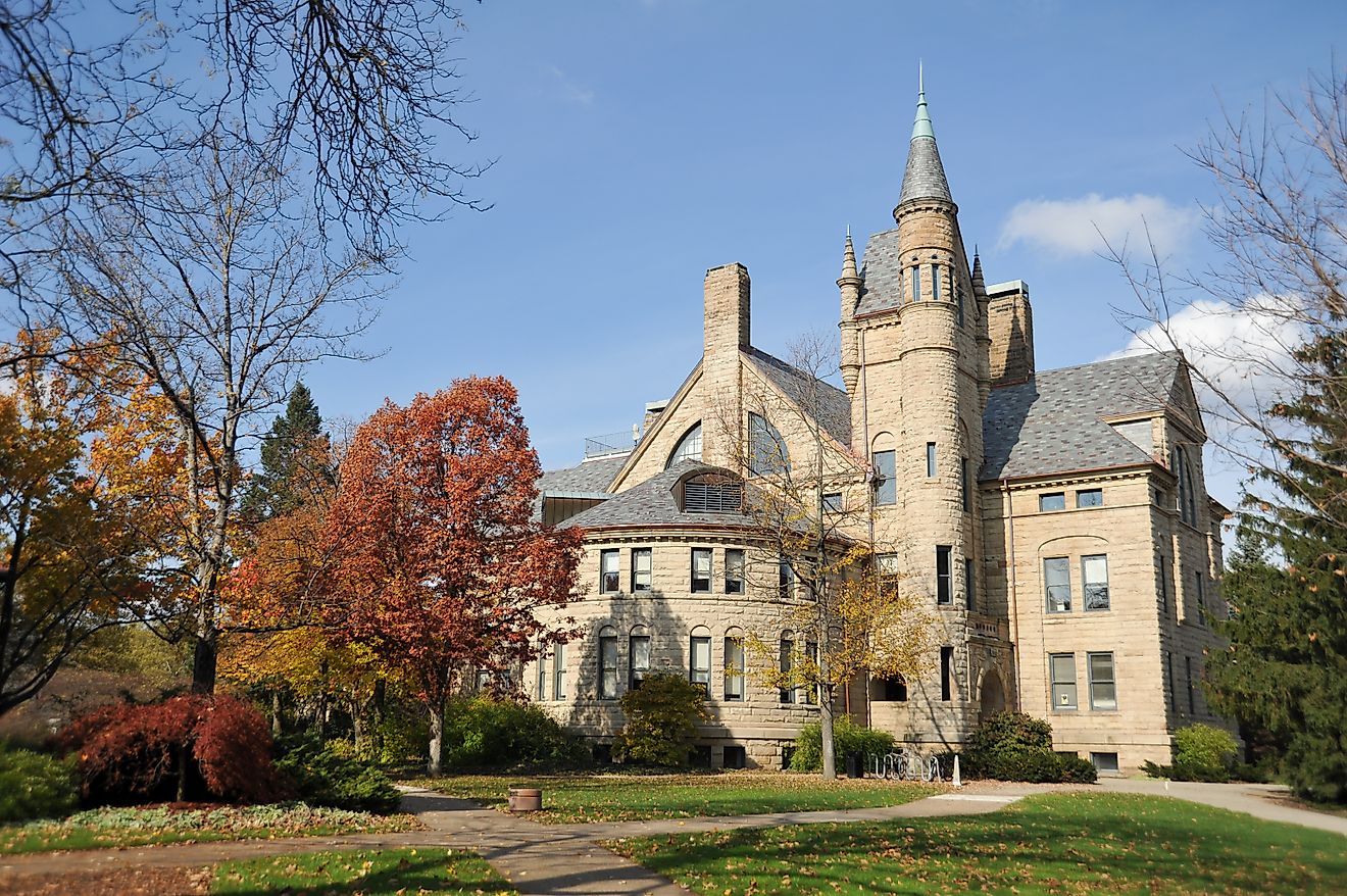 Peters Hall at Oberlin College in Oberlin, Ohio. Editorial credit: PICTOR PICTURES / Shutterstock.com