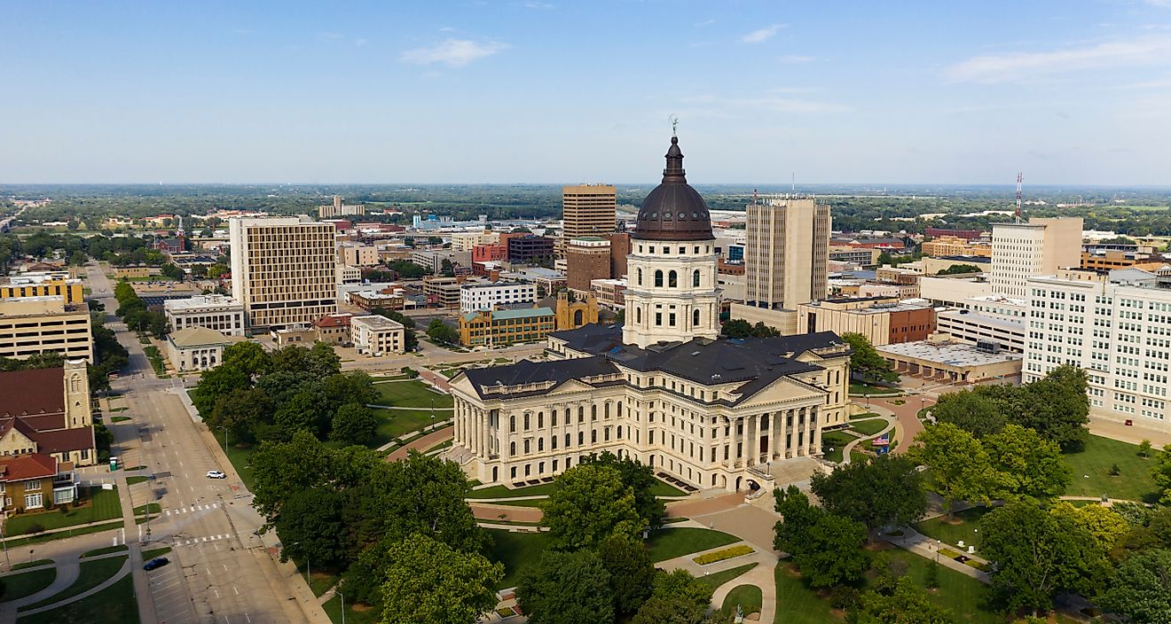 Aerial view of Topeka, Kansas. 