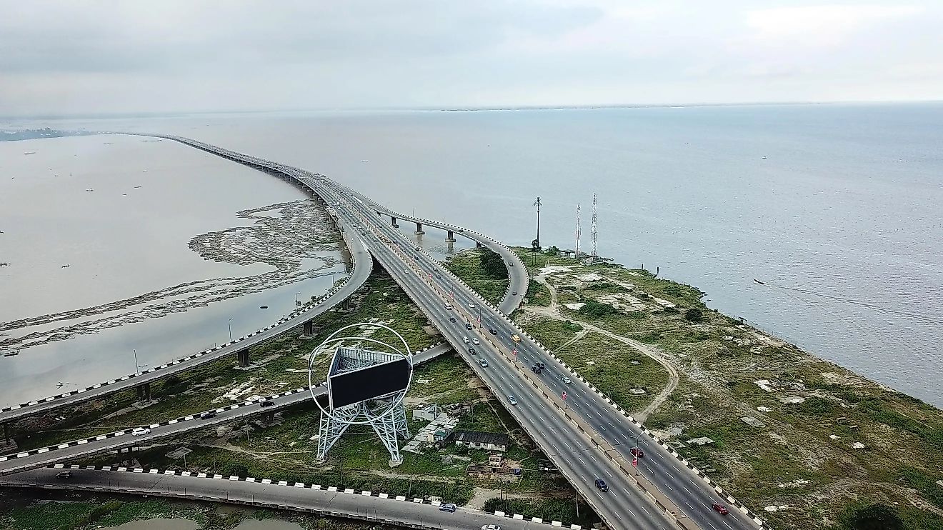 Aerial view of  Third Mainland Bridge, Nigeria.