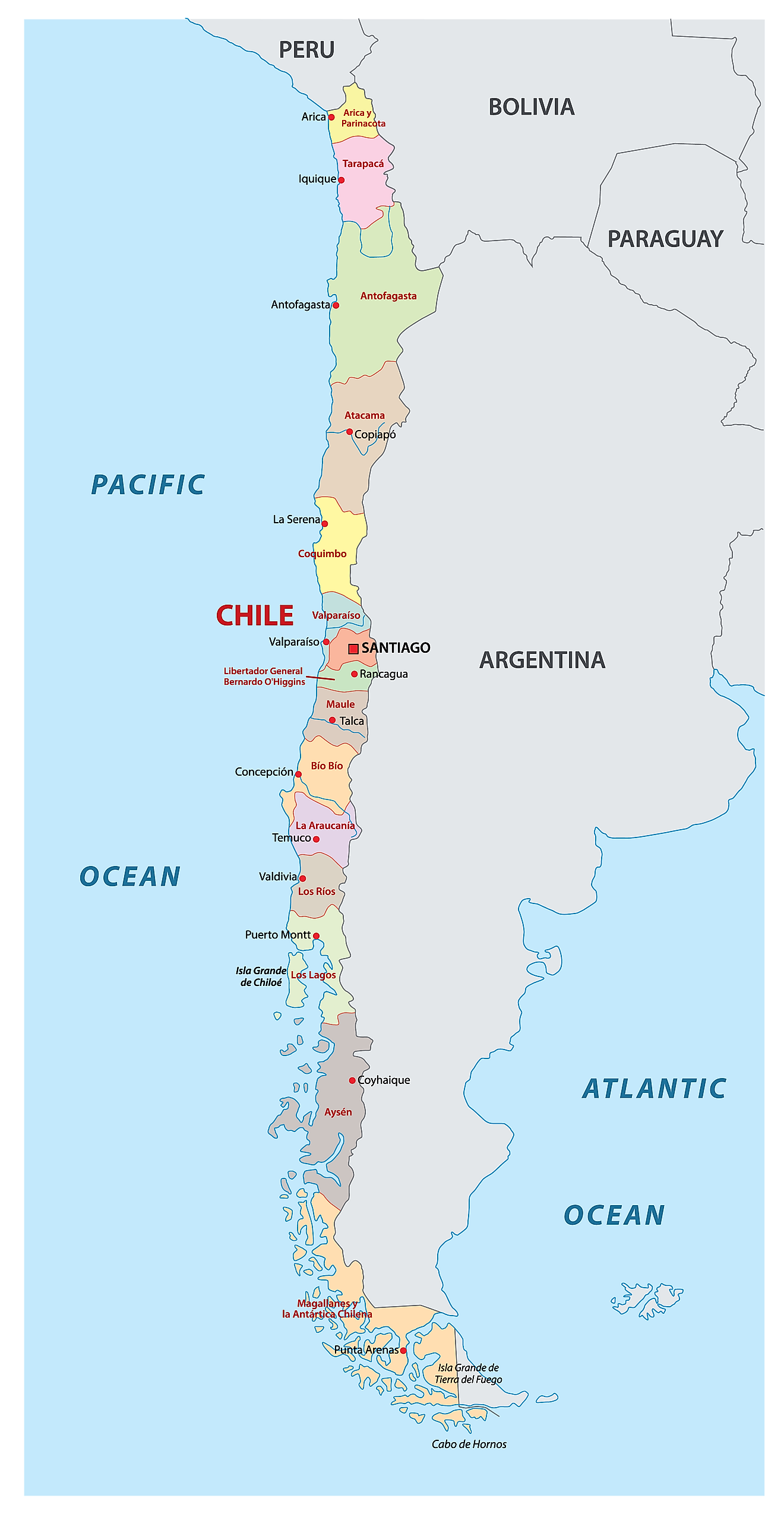 Chile Map Cities