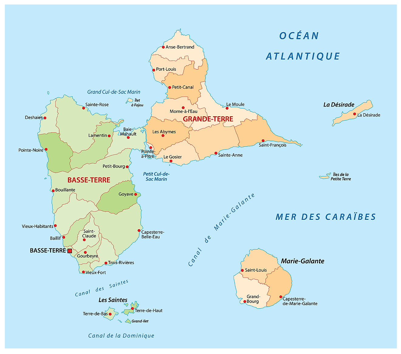 Map of the Eastern Caribbean and the location of La Désirade (detail);