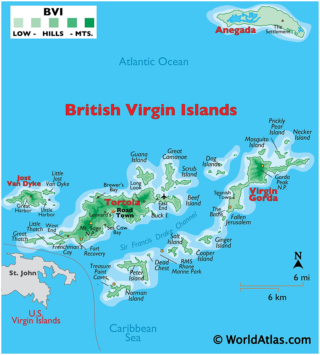 British Virgin Islands Maps Including Outline And Topographical Maps ...
