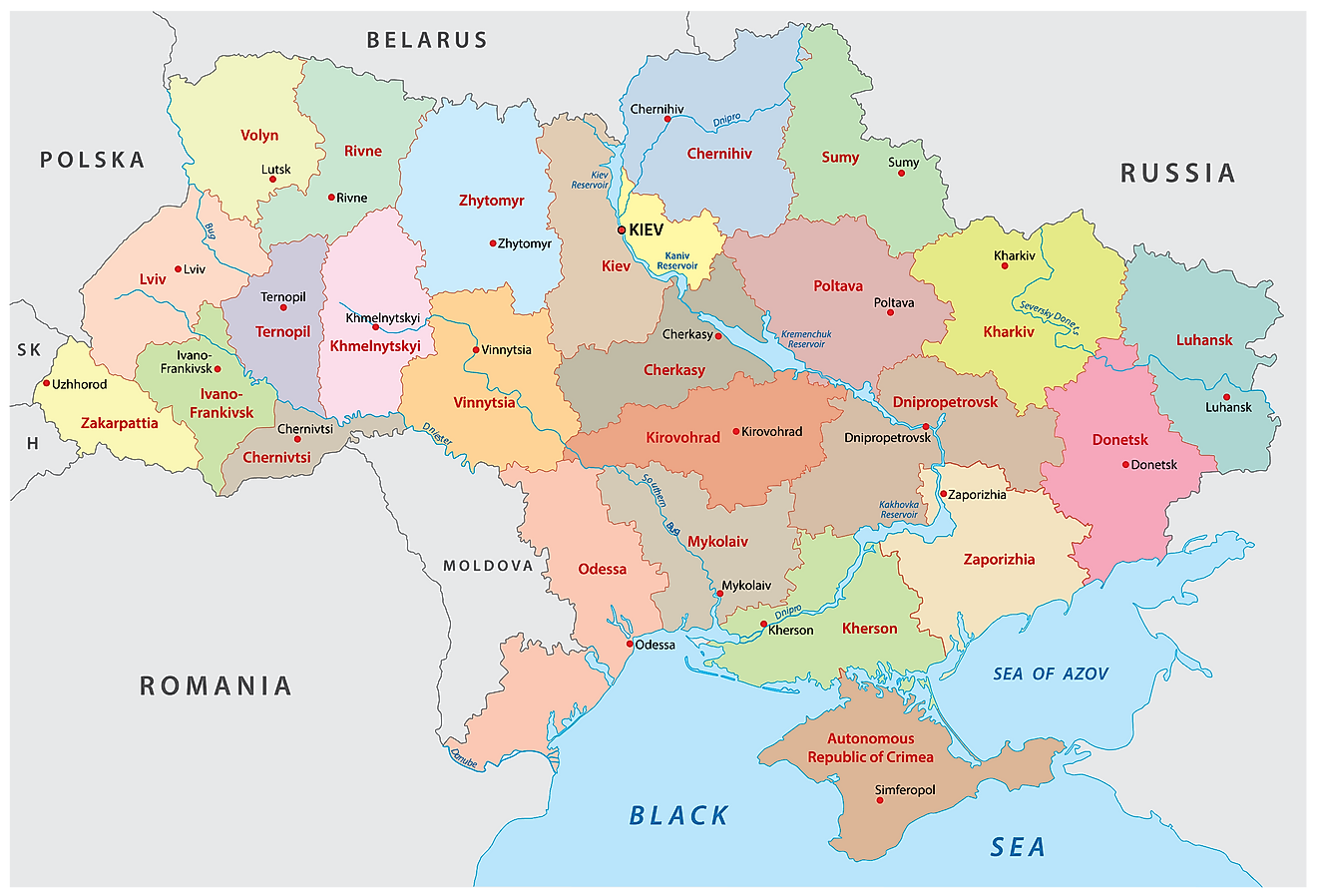 Provinces Of Ukraine Map 