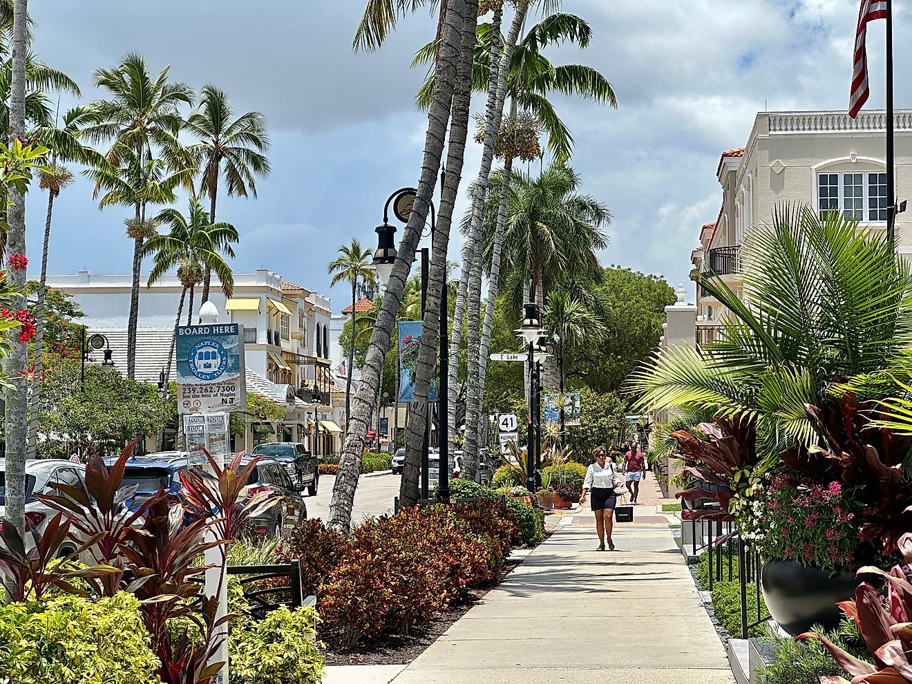 A quaint downtown street in the town of Naples, Florida. Editorial credit: Paulm1993 / Shutterstock.com