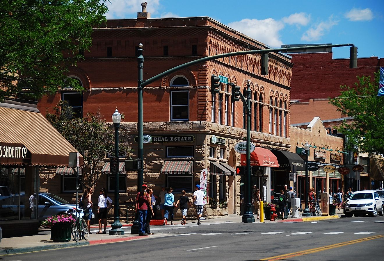 A view of Main Avenue in Durango, featuring the oldest bank building in Colorado. Image credit WorldPictures via Shutterstock.