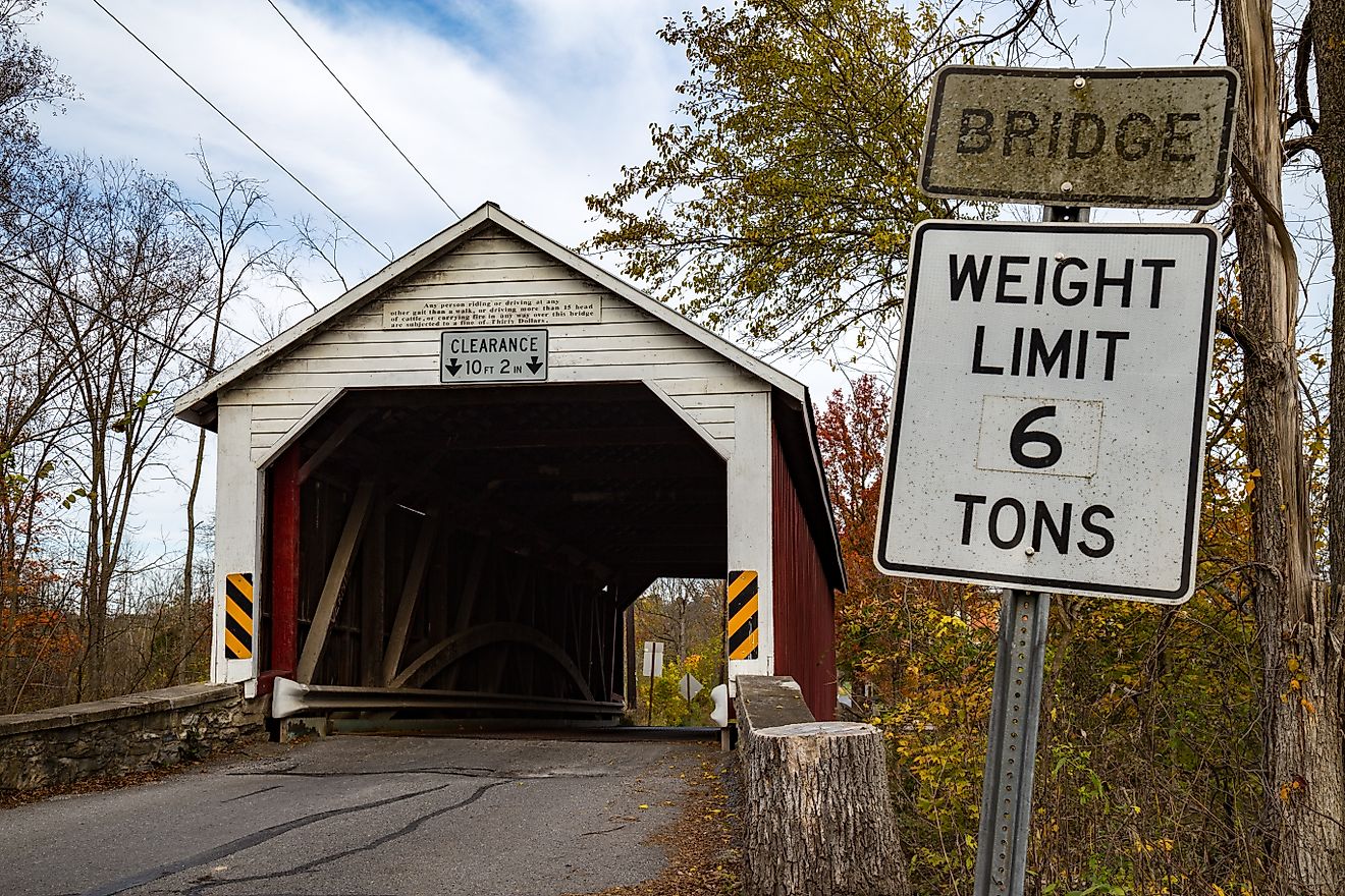 The Hassenplug Covered Bridge in Mifflinburg, Pennsylvania, an ideal location for biking. Editorial credit: George Sheldon / Shutterstock.com