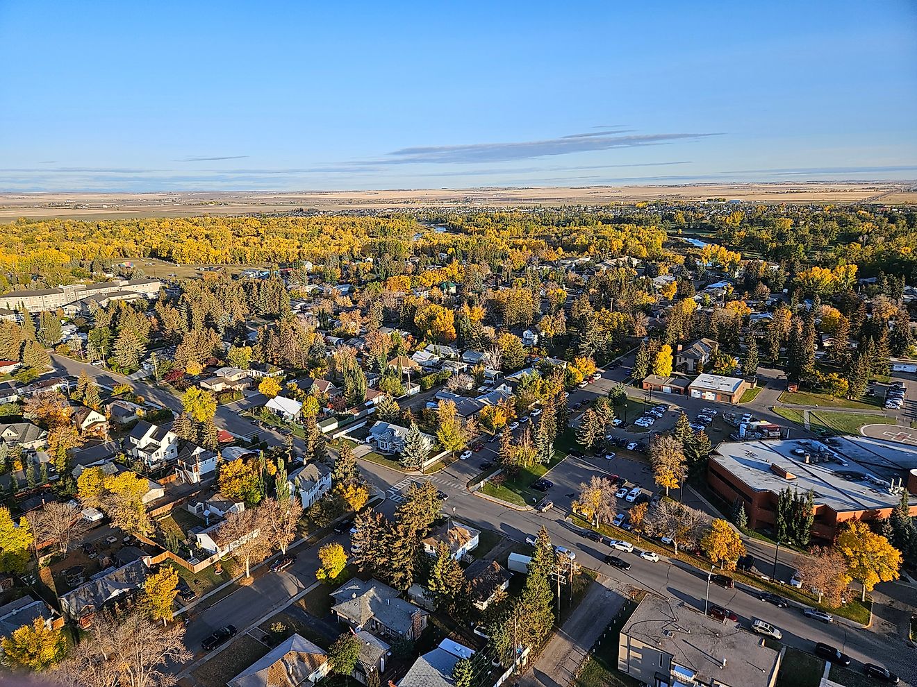 Aerial view of High River in Alberta, Canada.